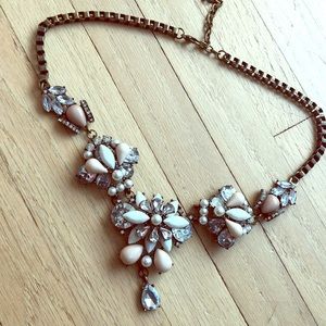 Blush nude jewel statement necklace with gold tone